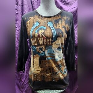 Graphic Women's Top - Black and Brown